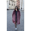 Celine burgundy faux fur coat 