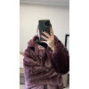 Celine burgundy faux fur coat 